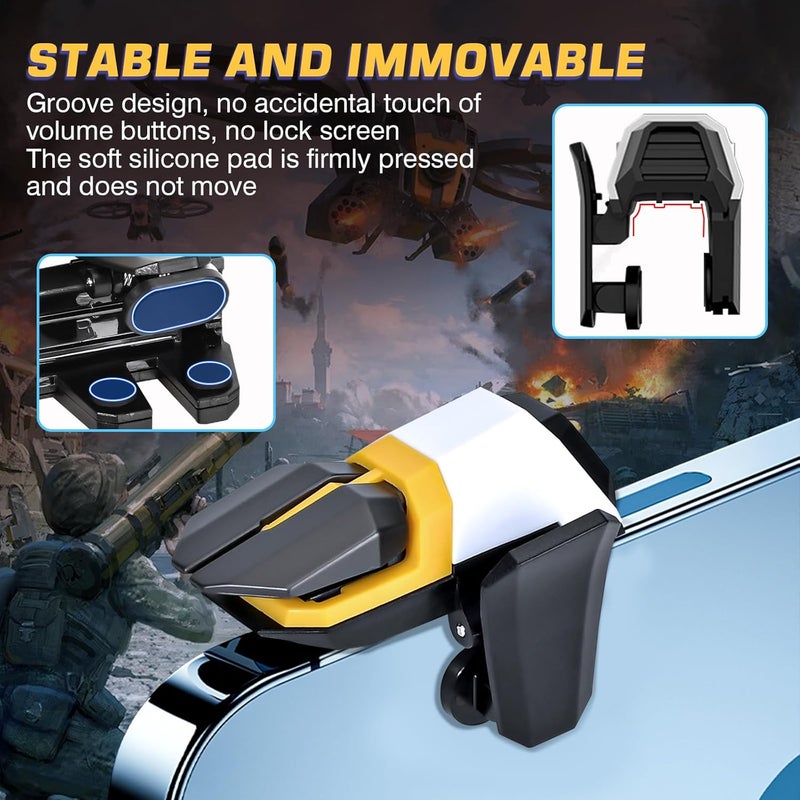 EasEasy PUBG Game Trigger, Mobile Phone Controller Compatible for PUBG/Rules of Survival/Knives Out, 6 Fingers Trigger with Sensitive Aim and Shoot Smartphone Joystick for iPhone & Android-Yellow - Image 5